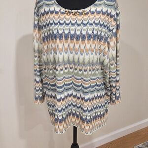 Alfred Dunner Multicolor Chevron Tunic